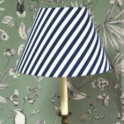 Handmade Navy Striped Tapered Lampshade Nautical Home Decor - thumbnail 1