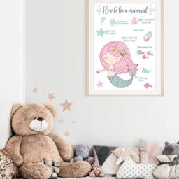 How To Be A Mermaid Print, Mermaid Art Print - Home Decor , Nursery Print, Wall Art, Childs Bedroom Print, Gift For Birthday, Girls Room - thumbnail 3