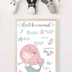 How To Be A Mermaid Print, Mermaid Art Print - Home Decor , Nursery Print, Wall Art, Childs Bedroom Print, Gift For Birthday, Girls Room - thumbnail 2