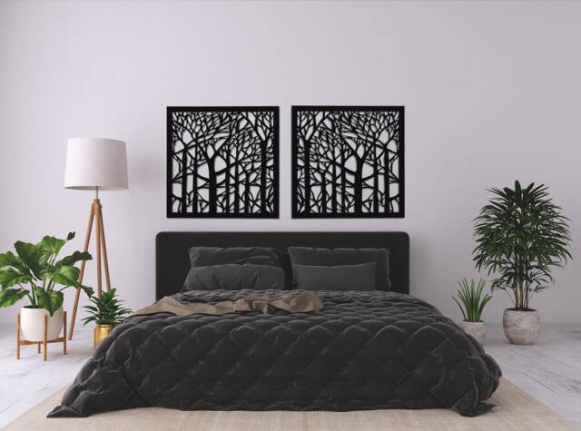3D Decorative Wood Wall Panel Forest, 60 cm, Picture, Openwork Decor, Art, Ornament, Living Room, Ornate Decor - image 1
