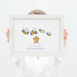 Bee Family Tree, Bumble Bee Family, Personalised Tree Bees, Print, Wall Art, Picture, Lovers Gift, Keeper - thumbnail 3