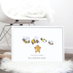 Bee Family Tree, Bumble Bee Family, Personalised Tree Bees, Print, Wall Art, Picture, Lovers Gift, Keeper - thumbnail 2