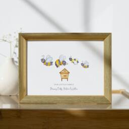 Bee Family Tree, Bumble Bee Family, Personalised Tree Bees, Print, Wall Art, Picture, Lovers Gift, Keeper - thumbnail 1