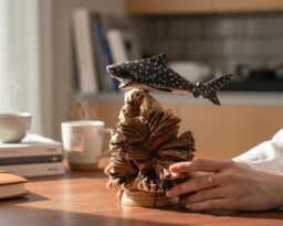 Wooden Shark 6 Inch/15 cm Width, Carving, Natural Wood, Romantic Gift, Housewarming, Living Room, Office Decor, Gift Idea - thumbnail 1