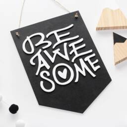Boys Room Decor - Be Awesome Wooden Sign Children's Play Kids Door Hanging Wall Art Plaque - thumbnail 3