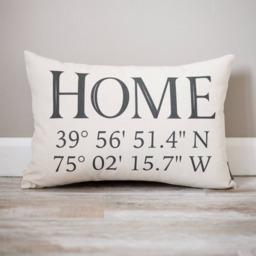 Gps Coordinates Pillow - Personalized Housewarming Gift - thumbnail 1