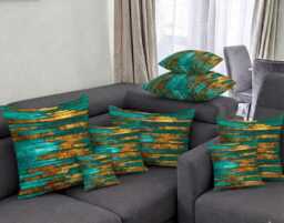 Made By Order Wave Pattern Abstract Jade & Gold Paint Art Pattern Cushion Covers Any Size On Demand Custom Size - thumbnail 1