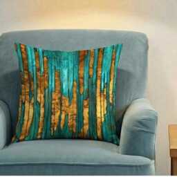 Made By Order Wave Pattern Abstract Jade & Gold Paint Art Pattern Cushion Covers Any Size On Demand Custom Size - thumbnail 2