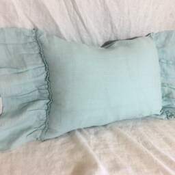 Linen Lumbar Pillow Cover With Gorgeous Country Ruffles On 2 Sides White, Grey, Cream, Pink, Blue, Stripe, Chevron, 40+ Colors - thumbnail 2
