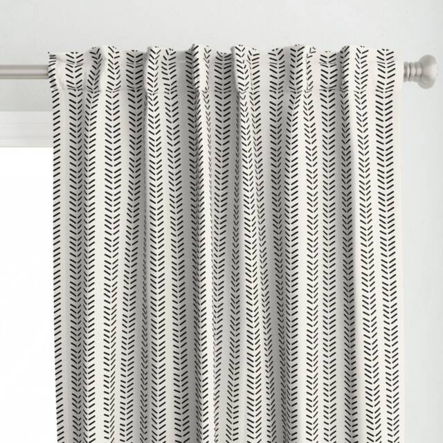Mud Cloth Curtain Panel - Herringbone Chevron Minimalist Stripes Custom Mudcloth_3_Inverted_&_Vertical By Kelly_Korver - image 1