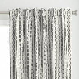 Mud Cloth Curtain Panel - Herringbone Chevron Minimalist Stripes Custom Mudcloth_3_Inverted_&_Vertical By Kelly_Korver - thumbnail 1