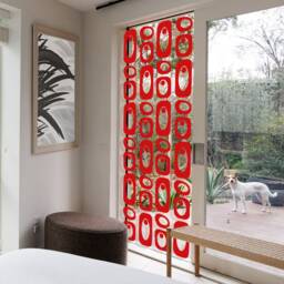 Mod Red Room Divider - Mid Century Inspired Dividers Beatnik Party Curtain Curtains Partition - thumbnail 2