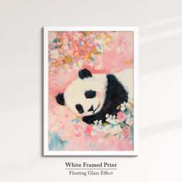Panda Sleeping Flowers Abstract Oil Painting Framed Print & Canvas Portrait Wall Art Poster Home Decor Interior Animal Lover Gift - thumbnail 3