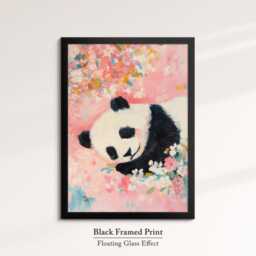 Panda Sleeping Flowers Abstract Oil Painting Framed Print & Canvas Portrait Wall Art Poster Home Decor Interior Animal Lover Gift - thumbnail 2