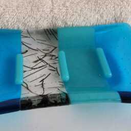 Fused Glass Soap Dish in Bright Turquoise By Bprdesigns - thumbnail 2