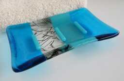 Fused Glass Soap Dish in Bright Turquoise By Bprdesigns