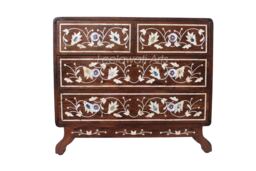 Handmade Mother Of Pearl Inlay Chest Drawers Floral Design, Vintage Style - thumbnail 1
