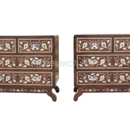 Handmade Mother Of Pearl Inlay Chest Drawers Floral Design, Vintage Style - thumbnail 4