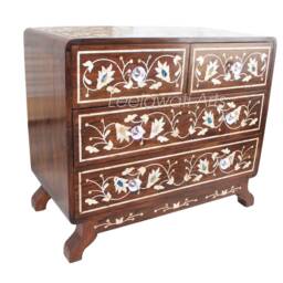 Handmade Mother Of Pearl Inlay Chest Drawers Floral Design, Vintage Style - thumbnail 3