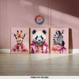 Colourful Animal Fashion Prints - Set Of 3 Posters - Maximalist Wall Art Funky Animals Artwork Style Portrait Decor Quirky Hipster - thumbnail 2