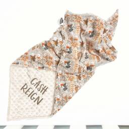 Australian Animal Adventures Personalised Baby Blanket, Neutral Embroidered Minky Blanket, Newborn Gift, Personalized Name Blanket - thumbnail 2