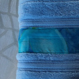 Set Of 2 Decorated Towels & Gloves, Blue Decorations Water Green On - thumbnail 3