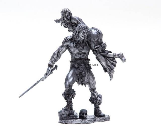 Tin 75mm Barbarian & The Lost Princess 124 Scale Figure - image 1