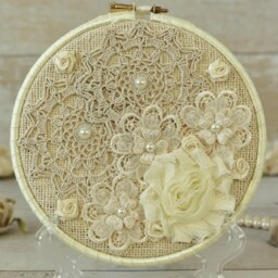 Lace Embroidery Hoop Art Chic Fabric Wall Decor - thumbnail 2