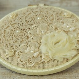 Lace Embroidery Hoop Art Chic Fabric Wall Decor - thumbnail 3