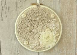 Lace Embroidery Hoop Art Chic Fabric Wall Decor - thumbnail 1