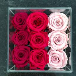 Personalized Acrylic Boxes- Ombre, Custom Design With Preserved Roses - Infinite Valentines Day Gifts Proposal - thumbnail 2