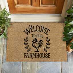 Welcome To Our Farmhouse Doormat - Rustic Country Mat, Cozy Front Porch Decor, Charm, Living Gift Housewarming - thumbnail 1
