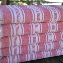 "Red & White Towel, Turkish Peshtemal, Wholesale Towel, 32""x65" - thumbnail 3