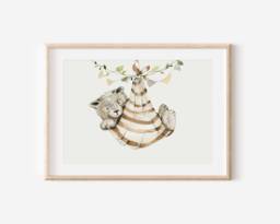 Woodland Nursery Prints, Decor, Wall Art, Set Of 3 Animals - thumbnail 1