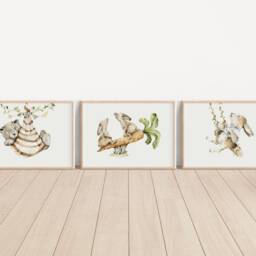 Woodland Nursery Prints, Decor, Wall Art, Set Of 3 Animals - thumbnail 3