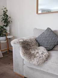 Beige Luxury Silky Soft Genuine Sheepskin Rug Throw