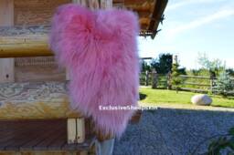 Pink Icelandic Dyed Genuine Sheepskin Lambskin Sheep Skin Rug Pelt Long Wool Soft Throw, Schaffell, Hygge - thumbnail 1