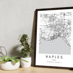 Naples Italy Map Print Minimalist Black & White Home Decor - thumbnail 3