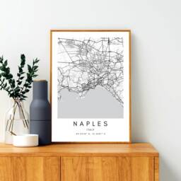 Naples Italy Map Print Minimalist Black & White Home Decor - thumbnail 2