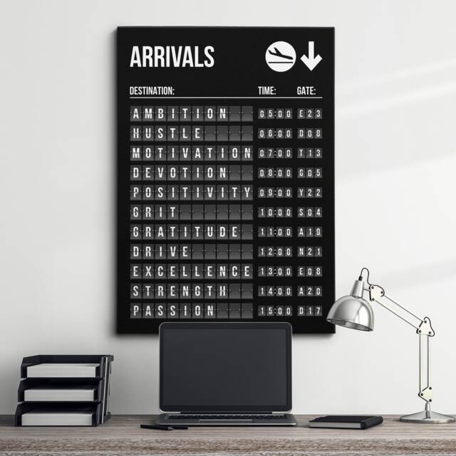 Arrivals Success List Board Quotes Motivational Inspirational, Framed Canvas Wall Art Poster Print, Home Office & Room Decor, Gift Idea - image 1
