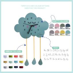 Cloud & Raindrops Children's Bedtime Nursery Wall Clock - thumbnail 4
