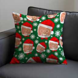 Funny Santa Face Cushion Cover, Green Christmas Pillow Cover With Cartoon & Snowflakes, Playful Holiday Decor For Sofa Or Kids Room - thumbnail 4