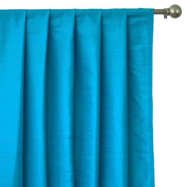 Peacock Blue Silk Dupioni Curtain Panels - Rod Pocket, Grommet, Box Pleat, Three Pinch Tab Top & Plain Ring Top - image 1