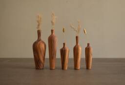Handcrafted Teak Wood Bud Vase Miniature Home Decor - thumbnail 1