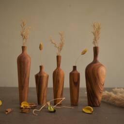 Handcrafted Teak Wood Bud Vase Miniature Home Decor - thumbnail 3