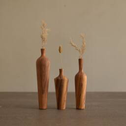 Handcrafted Teak Wood Bud Vase Miniature Home Decor - thumbnail 2