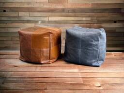Genuine Leather Patchwork Bean Bag Cubes - Handmade in A Colour Of Your Choice