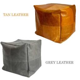 Genuine Leather Patchwork Bean Bag Cubes - Handmade in A Colour Of Your Choice - thumbnail 3
