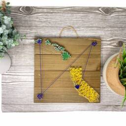 Two State String Art - Long Distance States Connected Hearts Wall Art, United Travel Themed Gifts - thumbnail 2