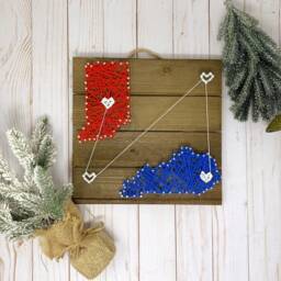Two State String Art - Long Distance States Connected Hearts Wall Art, United Travel Themed Gifts - thumbnail 1